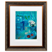 "L'artiste Et Son Modele" LE 24x22 Custom Framed Lithograph by Marc Chagall (Artova) at PristineAuction.com