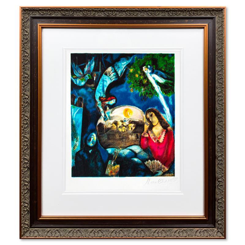 "Autour D'elle" LE 23x21 Custom Framed Lithograph by Marc Chagall (Artova) at PristineAuction.com "Autour D'elle" LE 23x21 Custom Framed Lithograph by Marc Chagall (Artova) at PristineAuction.com