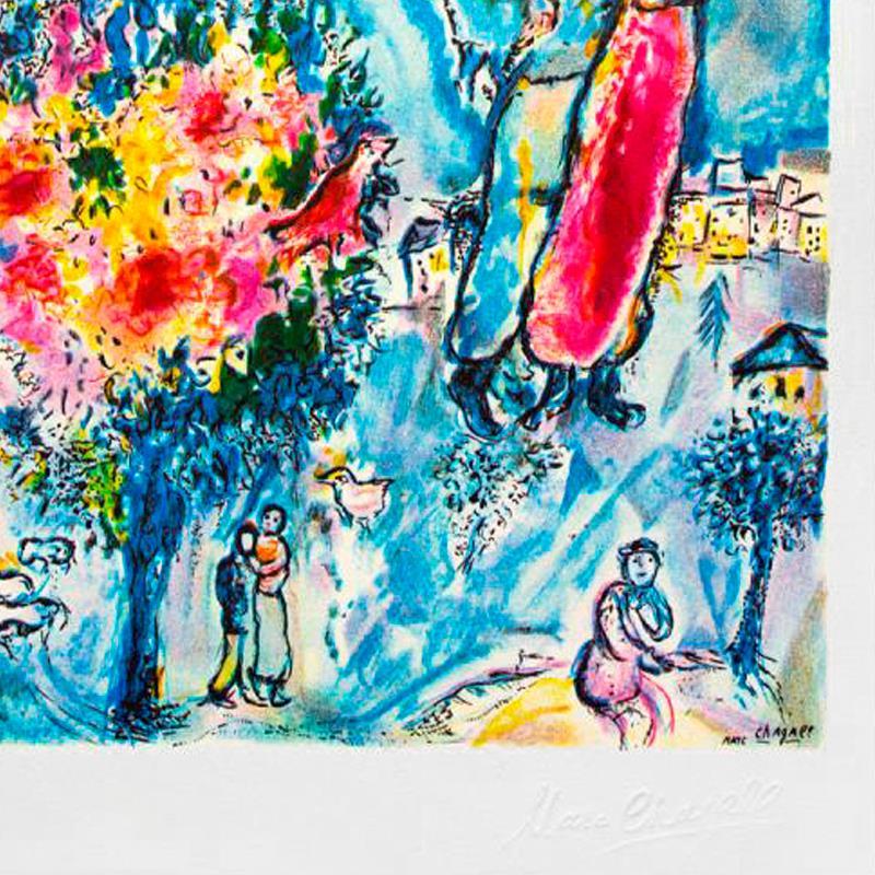 "Entre L'hiver Et Le Printemps" LE 25x23 Custom Framed Lithograph by Marc Chagall (Artova) at PristineAuction.com "Entre L'hiver Et Le Printemps" LE 25x23 Custom Framed Lithograph by Marc Chagall (Artova) at PristineAuction.com