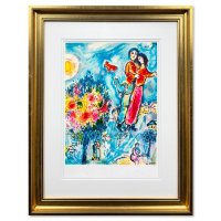 "Entre L'hiver Et Le Printemps" LE 25x23 Custom Framed Lithograph by Marc Chagall (Artova) at PristineAuction.com