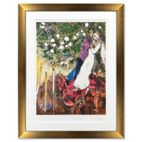 "Les Trois Cierges" LE 33x31 Custom Framed Lithograph by Marc Chagall (Artova) at PristineAuction.com