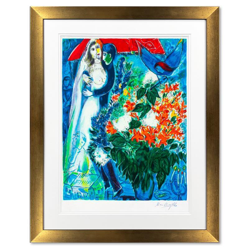 "Maries Sous Le Baldaquin" LE 37x35 Custom Framed Serigraph by Marc Chagall (Artova) at PristineAuction.com "Maries Sous Le Baldaquin" LE 37x35 Custom Framed Serigraph by Marc Chagall (Artova) at PristineAuction.com