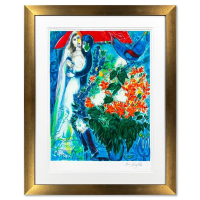 "Maries Sous Le Baldaquin" LE 37x35 Custom Framed Serigraph by Marc Chagall (Artova) at PristineAuction.com