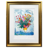 "Le Bouquet Et La Tour Eiffel" LE 24x22 Custom Framed Lithograph by Marc Chagall (Artova) at PristineAuction.com