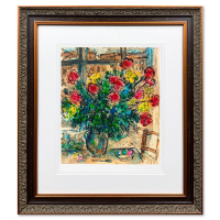 "Le Bouquet Devant La Fenetre" LE 31x29 Custom Framed Lithograph by Marc Chagall (Artova) at PristineAuction.com