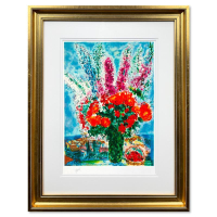 "Le Bouquet De Renoncules" LE 44x42 Custom Framed Lithograph by Marc Chagall (Artova) at PristineAuction.com