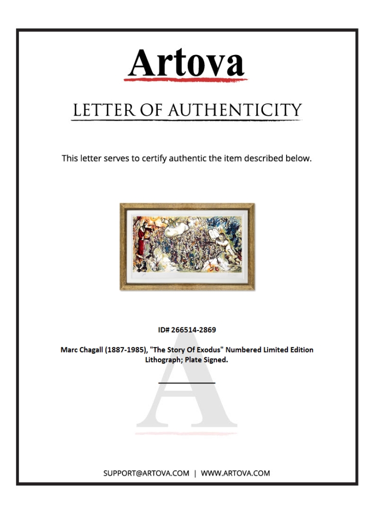 "The Story Of Exodus" LE 29x27 Custom Framed Lithograph by Marc Chagall (Artova) at PristineAuction.com "The Story Of Exodus" LE 29x27 Custom Framed Lithograph by Marc Chagall (Artova) at PristineAuction.com