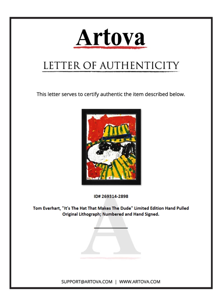 "It's The Hat That Makes The Dude" LE 26x34 Custom Framed Hand-Pulled Original Lithograph by Tom Everhart (Artova) at PristineAuction.com "It's The Hat That Makes The Dude" LE 26x34 Custom Framed Hand-Pulled Original Lithograph by Tom Everhart (Artova) at PristineAuction.com