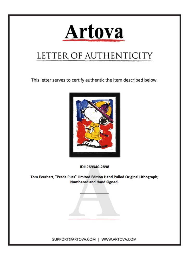 "Prada Puss" LE 26x34 Custom Framed Hand-Pulled Original Lithograph by Tom Everhart (Artova) at PristineAuction.com "Prada Puss" LE 26x34 Custom Framed Hand-Pulled Original Lithograph by Tom Everhart (Artova) at PristineAuction.com