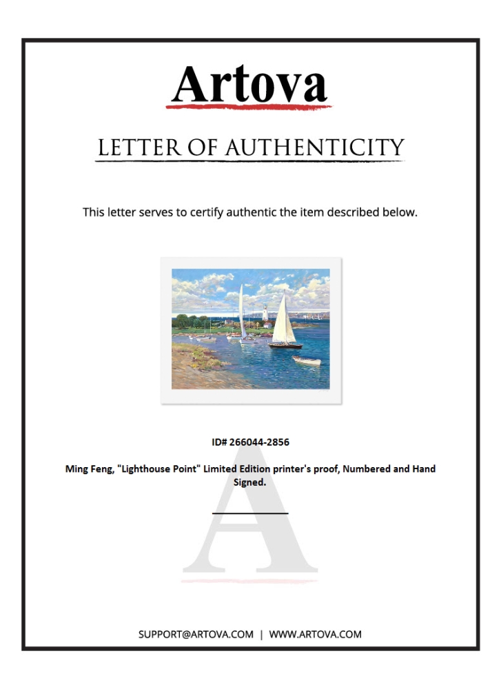 "Lighthouse Point" LE 30x38 Printer's Proof Serigraph by Ming Feng (Artova) at PristineAuction.com "Lighthouse Point" LE 30x38 Printer's Proof Serigraph by Ming Feng (Artova) at PristineAuction.com