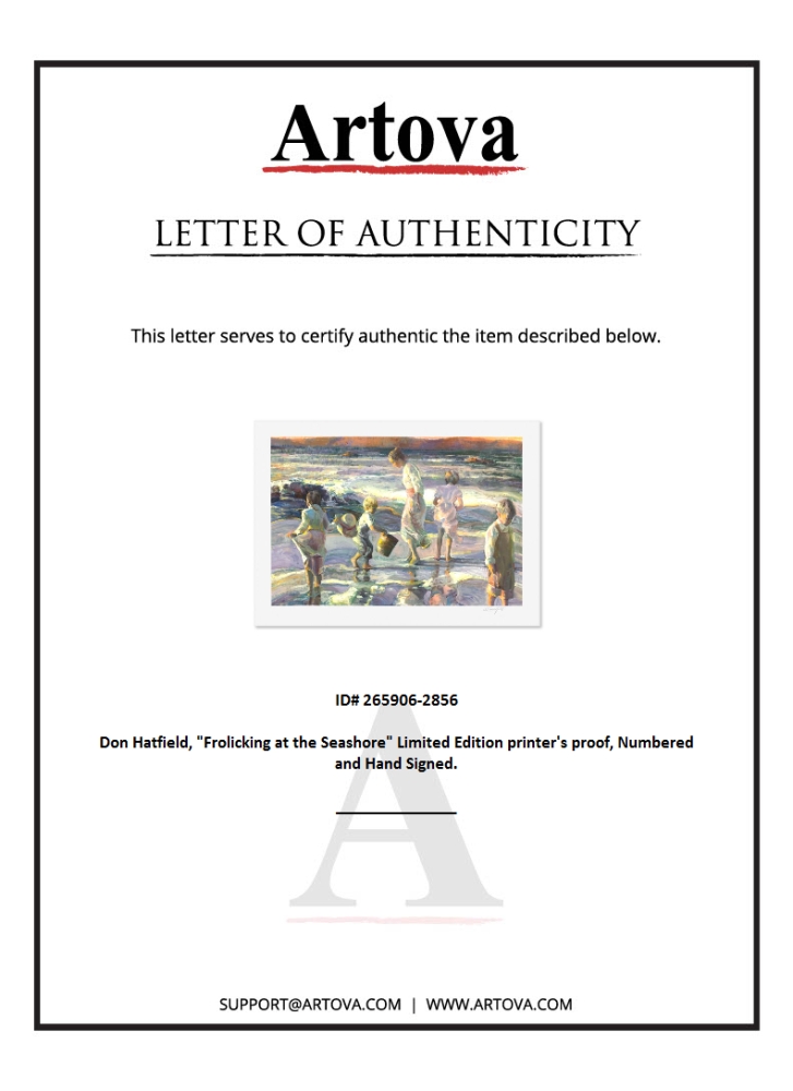 "Frolicking at the Seashore" LE 29x41 Printer's Proof Serigraph by Don Hatfield (Artova) at PristineAuction.com "Frolicking at the Seashore" LE 29x41 Printer's Proof Serigraph by Don Hatfield (Artova) at PristineAuction.com