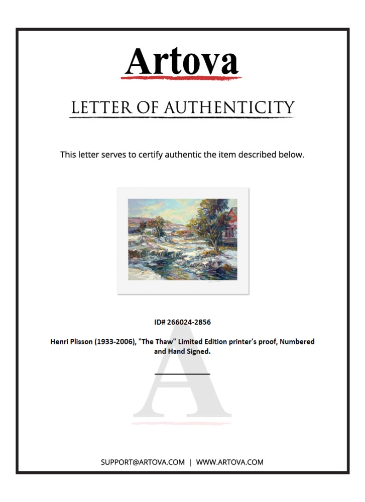 "The Thaw" LE 23x29 Printer's Proof Serigraph by Henri Plisson (Artova) at PristineAuction.com "The Thaw" LE 23x29 Printer's Proof Serigraph by Henri Plisson (Artova) at PristineAuction.com