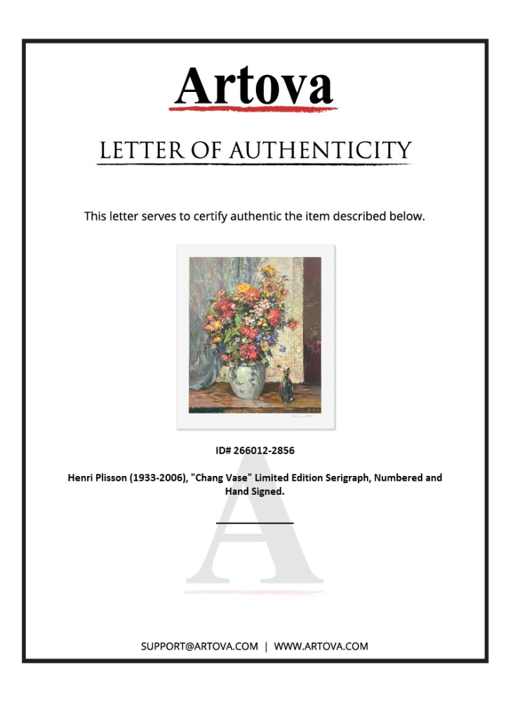 "Chang Vase" LE 35x30 Serigraph by Henri Plisson (Artova) at PristineAuction.com "Chang Vase" LE 35x30 Serigraph by Henri Plisson (Artova) at PristineAuction.com