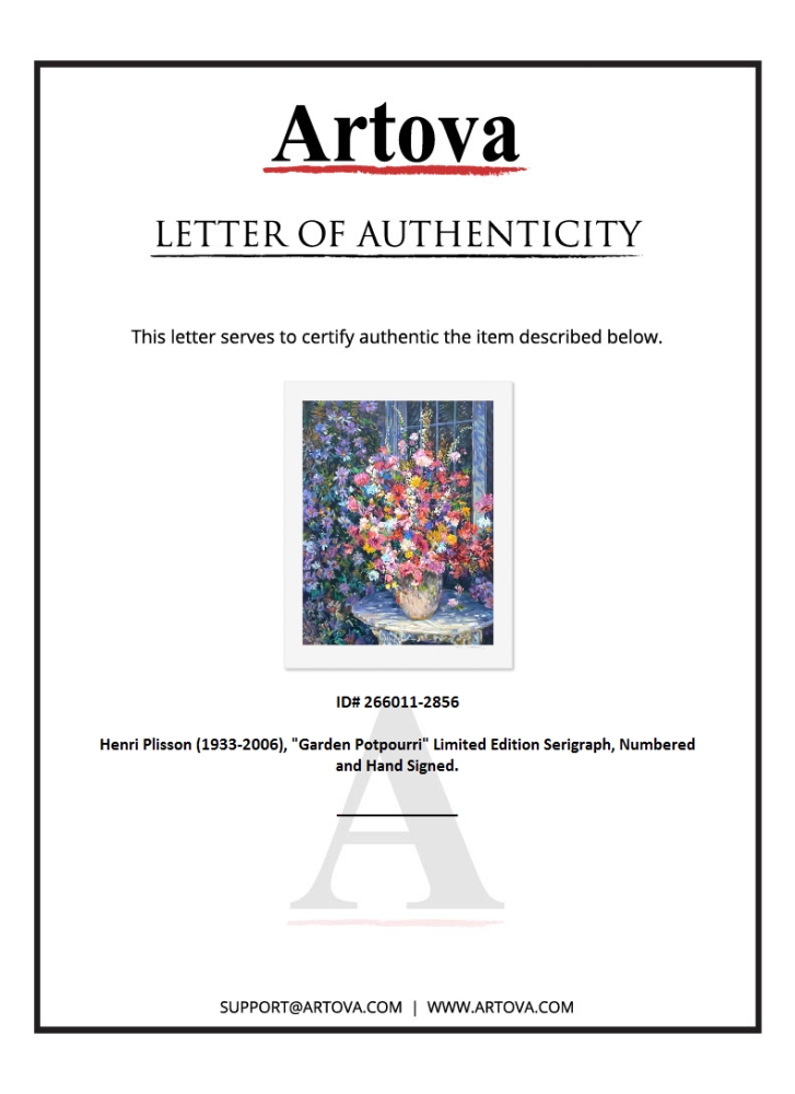 "Garden Potpourri" LE 35x29 Serigraph by Henri Plisson (Artova) at PristineAuction.com "Garden Potpourri" LE 35x29 Serigraph by Henri Plisson (Artova) at PristineAuction.com