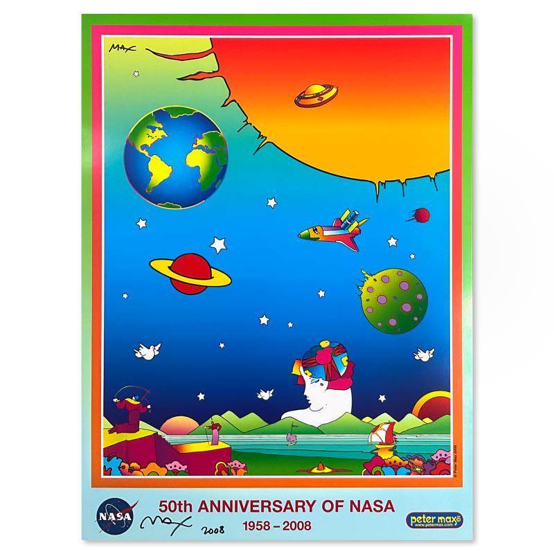 "NASA 50th Anniversary" 24x18 Poster by Peter Max (PA) at PristineAuction.com "NASA 50th Anniversary" 24x18 Poster by Peter Max (PA) at PristineAuction.com