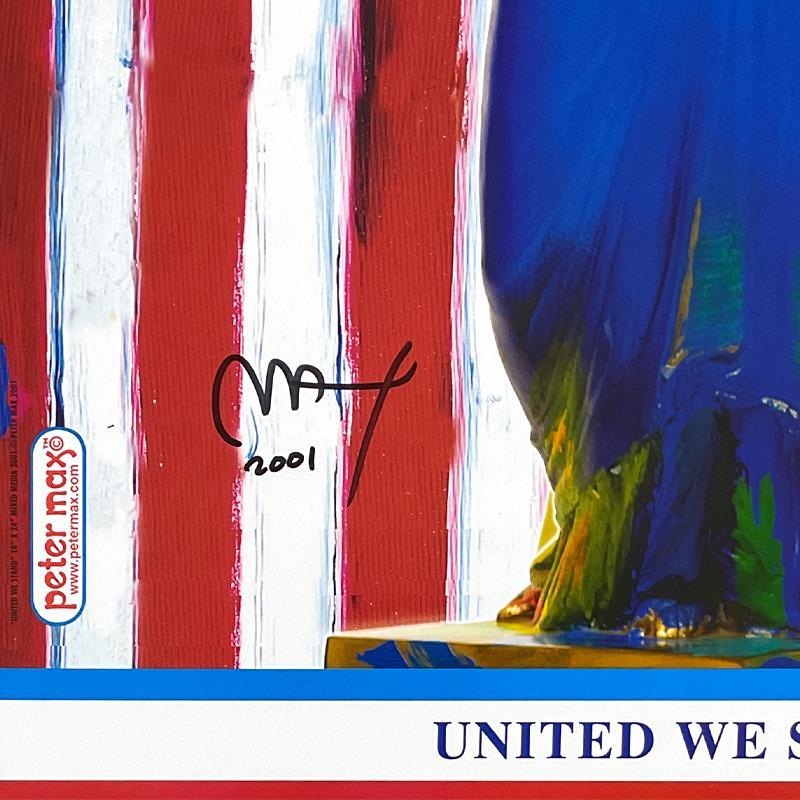 "911 United We Stand" 28x22 Custom Framed Offset Lithograph by Peter Max (PA) at PristineAuction.com "911 United We Stand" 28x22 Custom Framed Offset Lithograph by Peter Max (PA) at PristineAuction.com