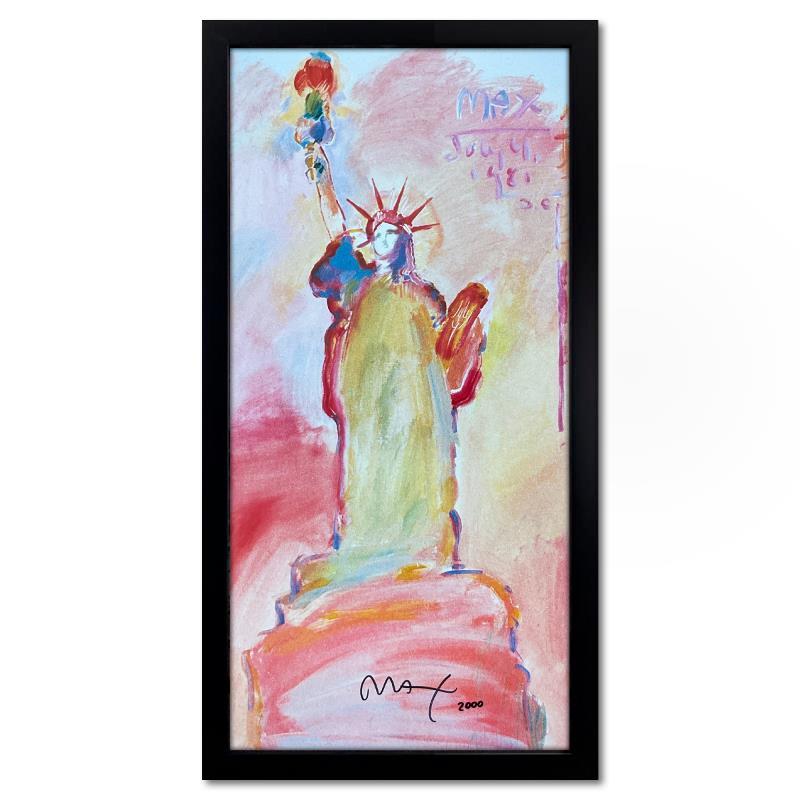 "Statue of Liberty III" 36x20 Custom Framed Offset Lithograph by Peter Max (PA) at PristineAuction.com "Statue of Liberty III" 36x20 Custom Framed Offset Lithograph by Peter Max (PA) at PristineAuction.com