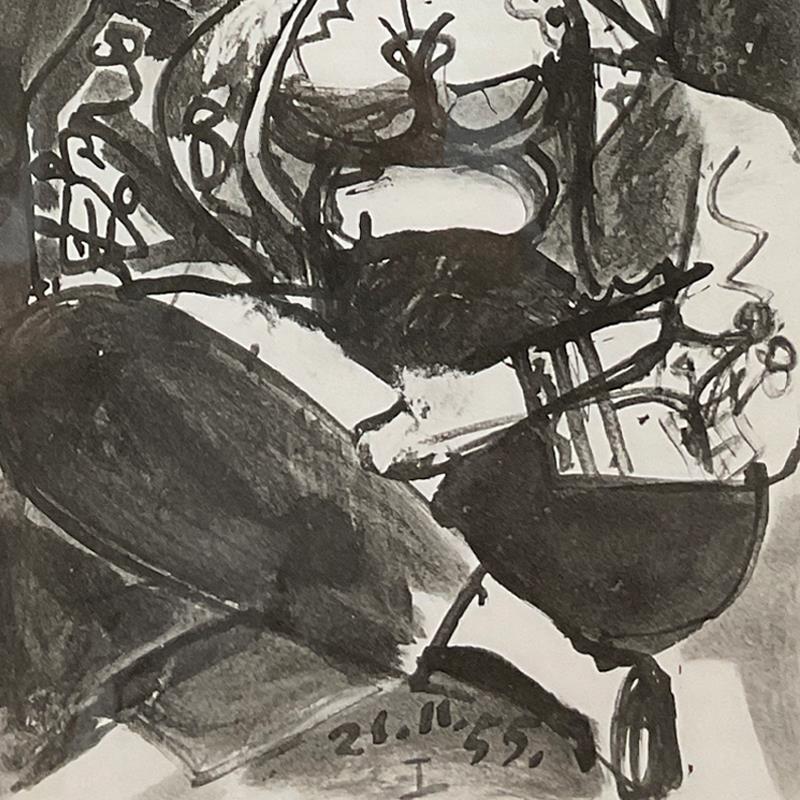 "Carnet de Californie 21.11.55-I" 24x18 Custom Framed Vintage Lithograph by Pablo Picasso at PristineAuction.com "Carnet de Californie 21.11.55-I" 24x18 Custom Framed Vintage Lithograph by Pablo Picasso at PristineAuction.com