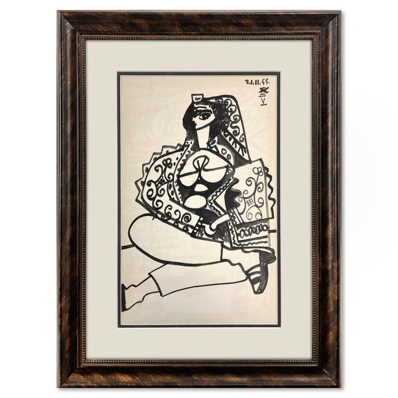 "Carnet de Californie 21.11.55-V" 24x18 Custom Framed Vintage Lithograph by Pablo Picasso at PristineAuction.com "Carnet de Californie 21.11.55-V" 24x18 Custom Framed Vintage Lithograph by Pablo Picasso at PristineAuction.com
