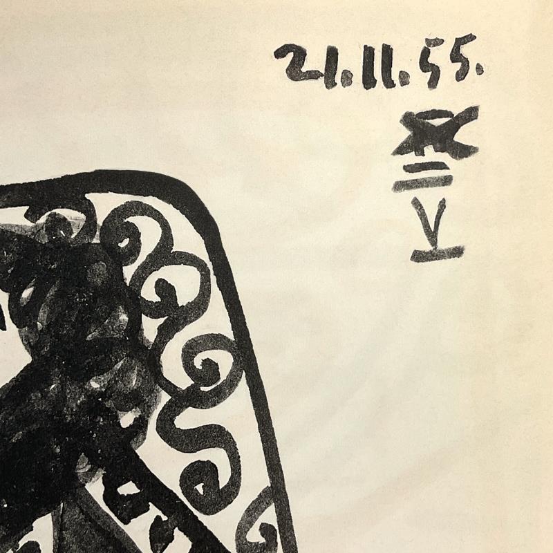 "Carnet de Californie 21.11.55-V" 24x18 Custom Framed Vintage Lithograph by Pablo Picasso at PristineAuction.com "Carnet de Californie 21.11.55-V" 24x18 Custom Framed Vintage Lithograph by Pablo Picasso at PristineAuction.com