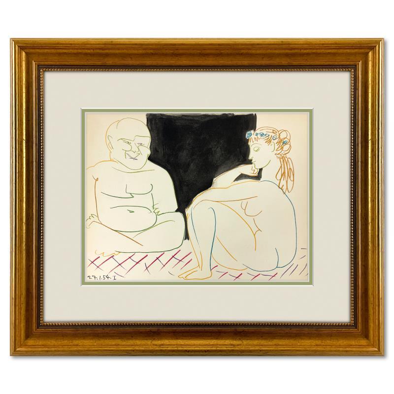"La Comedie Humaine 27.1.54-I" 18x21 Custom Framed Lithograph by Pablo Picasso at PristineAuction.com "La Comedie Humaine 27.1.54-I" 18x21 Custom Framed Lithograph by Pablo Picasso at PristineAuction.com