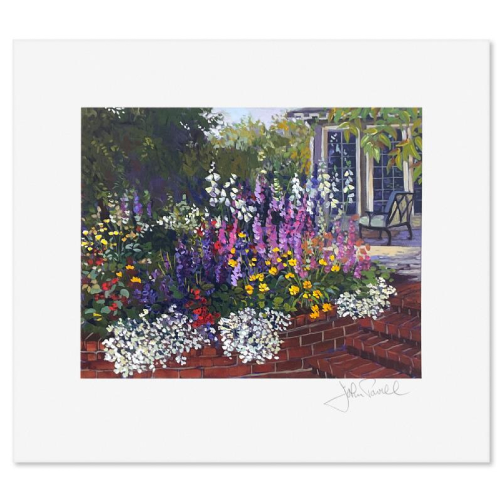 "Red Brick Garden" LE 13x14 Serigraph by John Powell (PA) Pristine