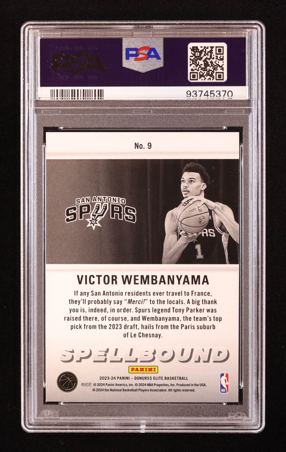 Victor Wembanyama 2023-24 Elite Spellbound #9 RC (PSA 10) at PristineAuction.com Victor Wembanyama 2023-24 Elite Spellbound #9 RC (PSA 10) at PristineAuction.com