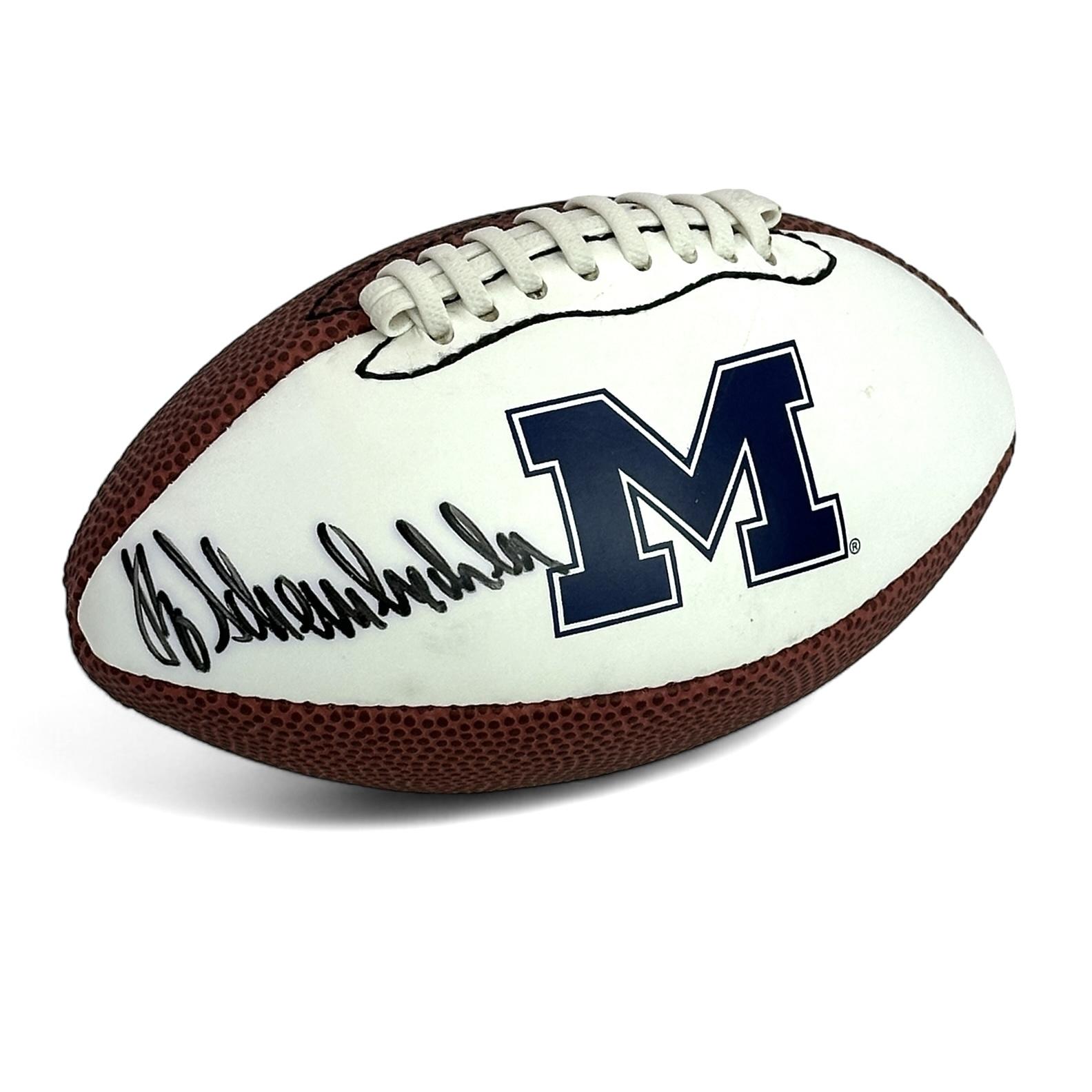 Bo Schembechler Signed Michigan Wolverines Logo Football (JSA) at PristineAuction.com Bo Schembechler Signed Michigan Wolverines Logo Football (JSA) at PristineAuction.com