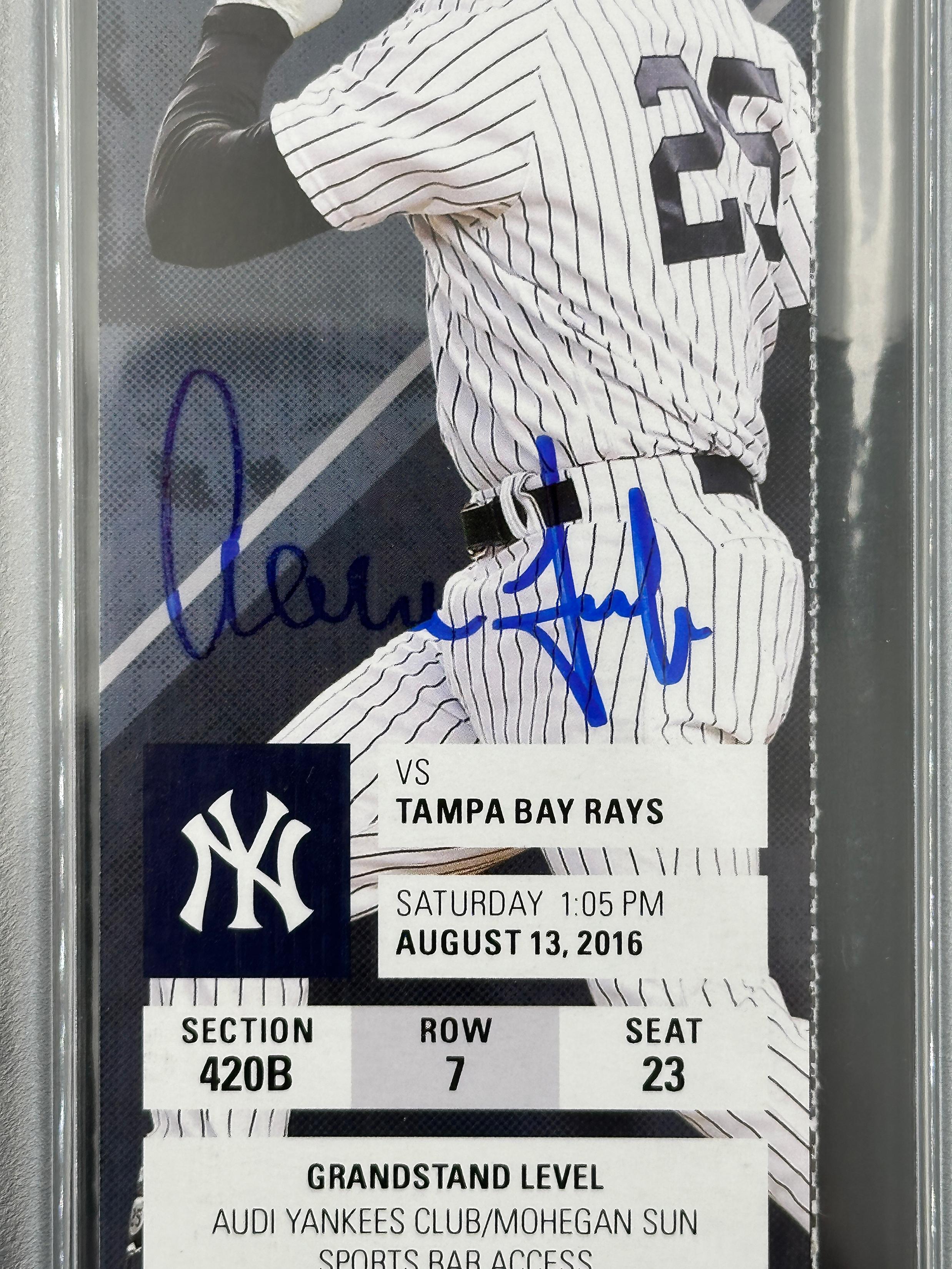 Aaron Judge Signed MLB Debut & 1st Home Run Game Ticket (PSA 6, Fanatics & MLB | Autograph Graded 8) at PristineAuction.com Aaron Judge Signed MLB Debut & 1st Home Run Game Ticket (PSA 6, Fanatics & MLB | Autograph Graded 8) at PristineAuction.com
