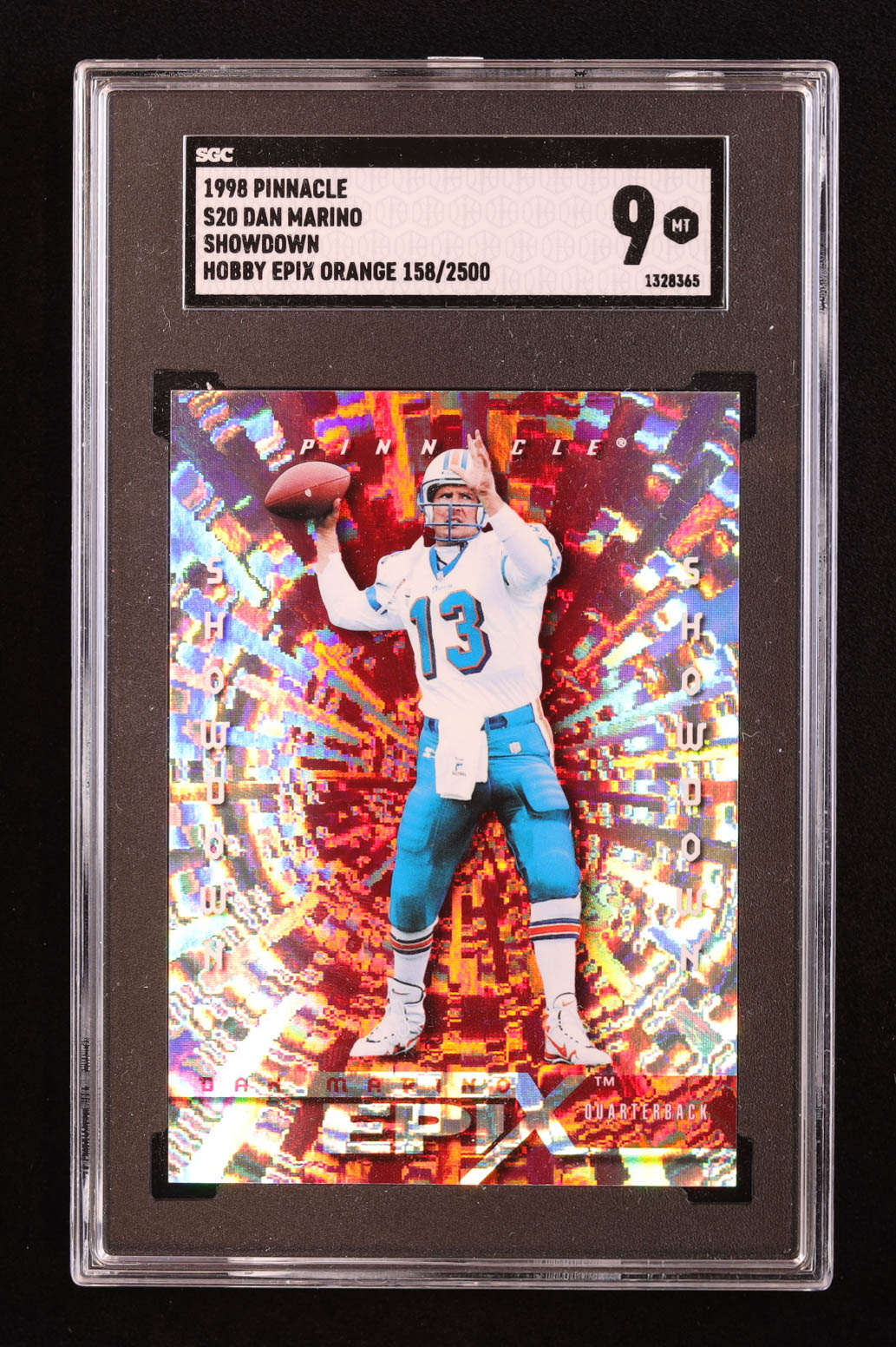 Dan Marino 1998 Score Epix Hobby #S20 Showdown #0158/2500 (SGC 9) at PristineAuction.com Dan Marino 1998 Score Epix Hobby #S20 Showdown #0158/2500 (SGC 9) at PristineAuction.com