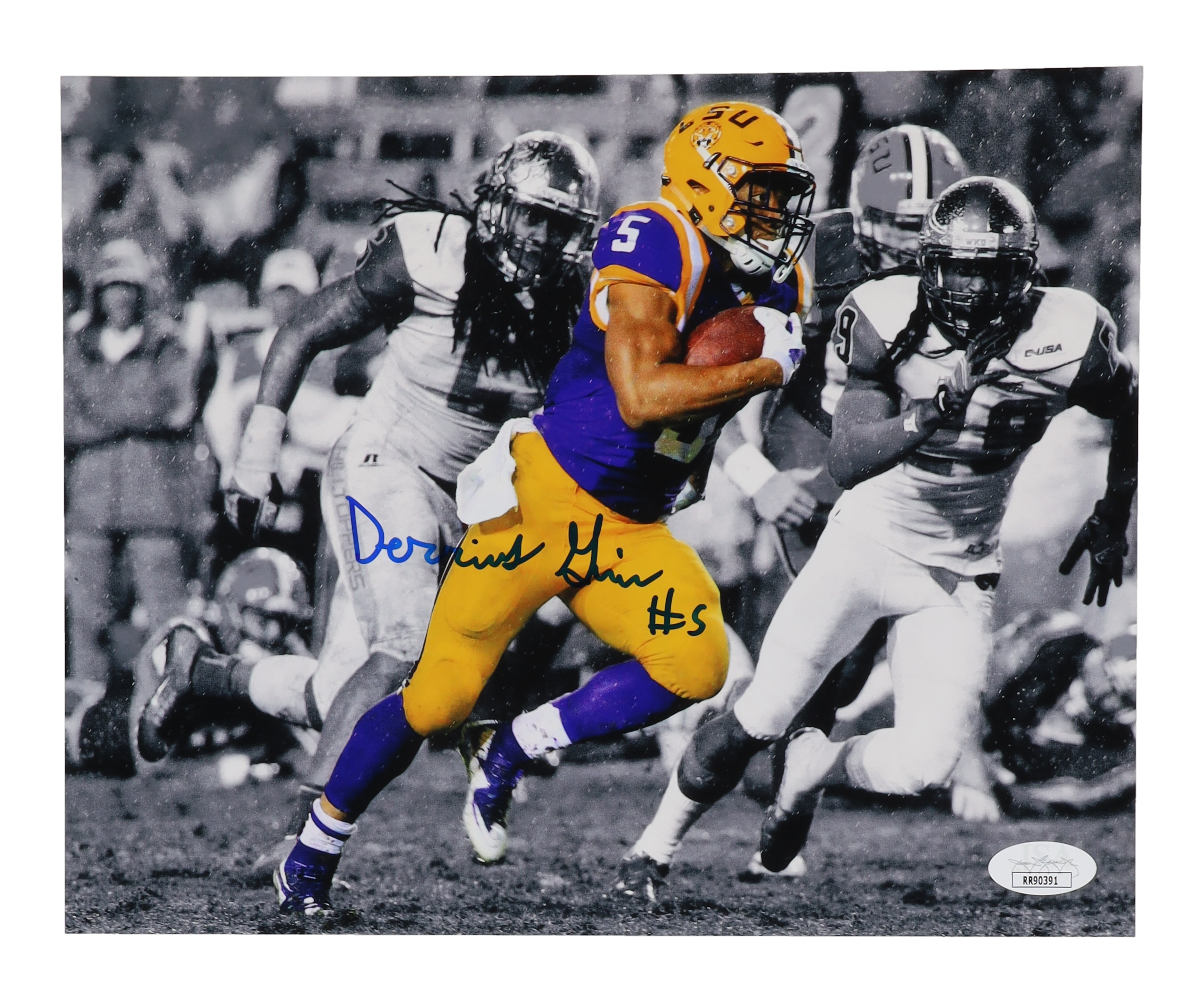 Derrius Guice Signed LSU Tigers 8x10 Photo (JSA) at PristineAuction.com Derrius Guice Signed LSU Tigers 8x10 Photo (JSA) at PristineAuction.com