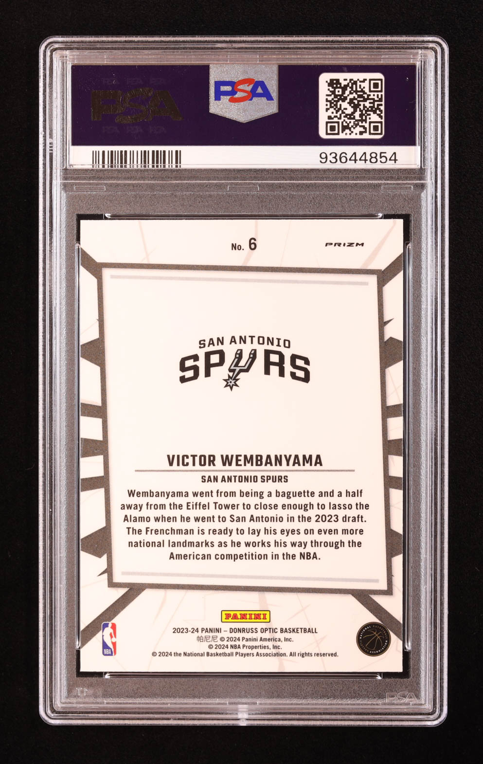 Victor Wembanyama 2023-24 Donruss Optic My House Purple #6 RC (PSA 10) at PristineAuction.com Victor Wembanyama 2023-24 Donruss Optic My House Purple #6 RC (PSA 10) at PristineAuction.com