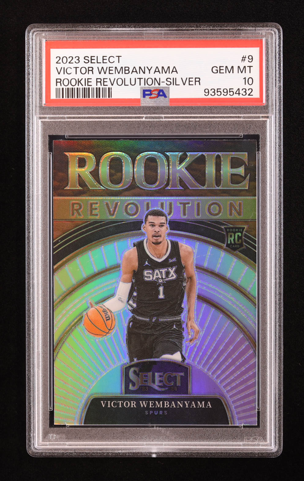 Victor Wembanyama 2023-24 Select Rookie Revolution Silver Prizms #9 RC (PSA 10) at PristineAuction.com Victor Wembanyama 2023-24 Select Rookie Revolution Silver Prizms #9 RC (PSA 10) at PristineAuction.com