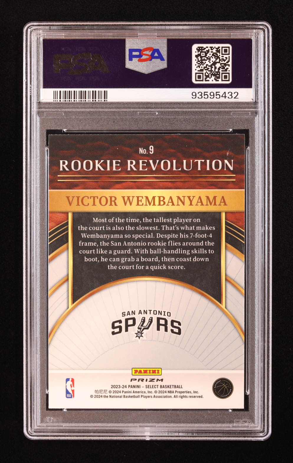 Victor Wembanyama 2023-24 Select Rookie Revolution Silver Prizms #9 RC (PSA 10) at PristineAuction.com Victor Wembanyama 2023-24 Select Rookie Revolution Silver Prizms #9 RC (PSA 10) at PristineAuction.com