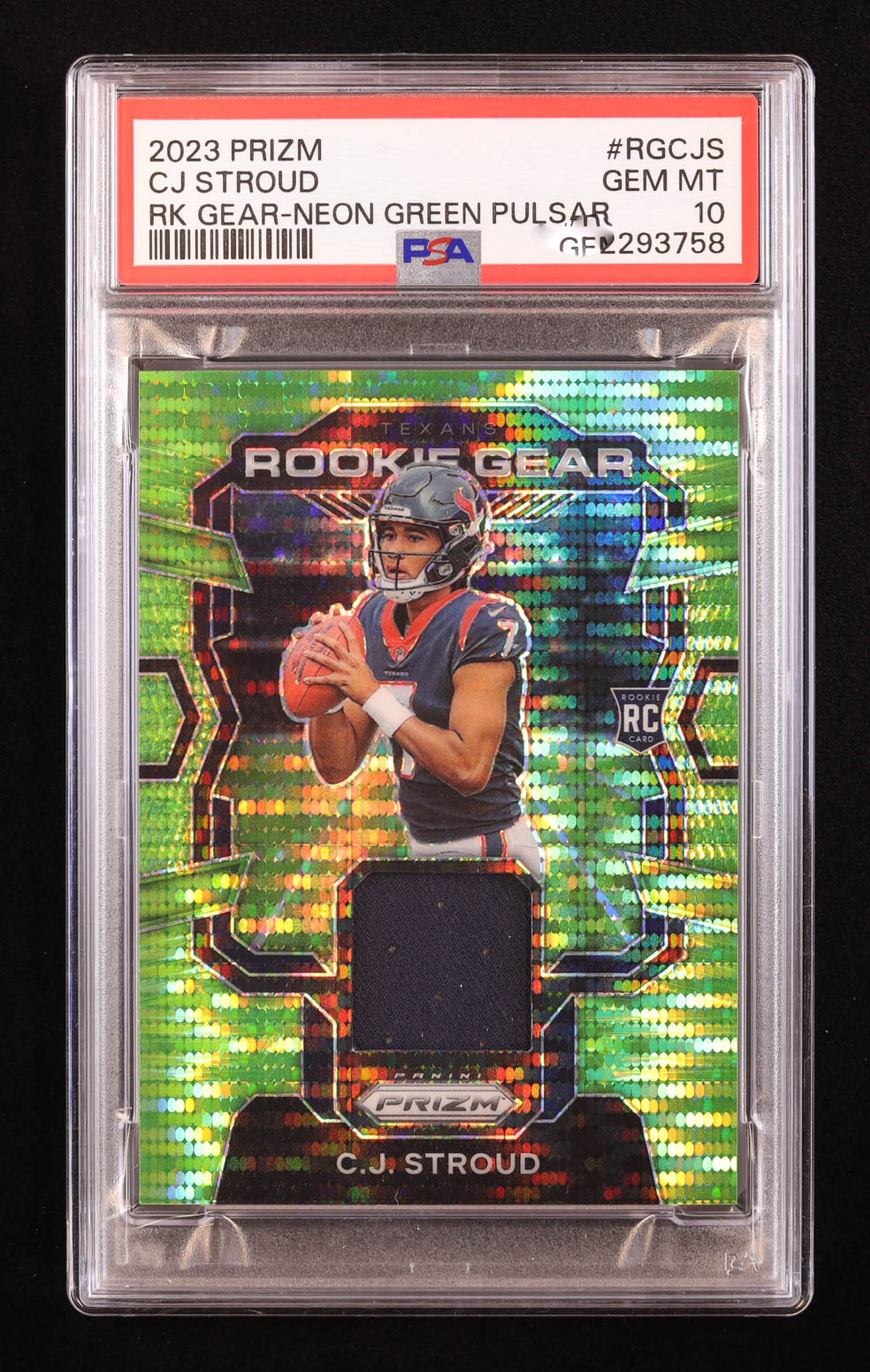 CJ Stroud 2023 Panini Prizm Rookie Gear Prizms Neon Green Pulsar #2 RC (PSA 10) at PristineAuction.com CJ Stroud 2023 Panini Prizm Rookie Gear Prizms Neon Green Pulsar #2 RC (PSA 10) at PristineAuction.com