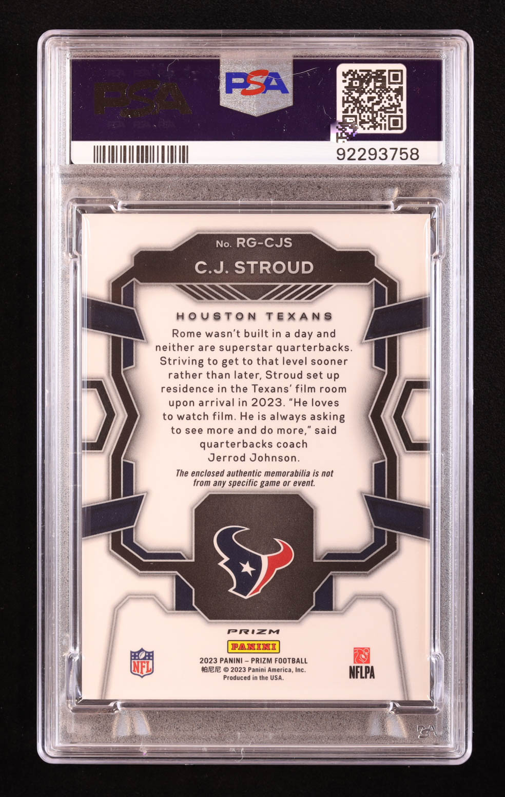 CJ Stroud 2023 Panini Prizm Rookie Gear Prizms Neon Green Pulsar #2 RC (PSA 10) at PristineAuction.com CJ Stroud 2023 Panini Prizm Rookie Gear Prizms Neon Green Pulsar #2 RC (PSA 10) at PristineAuction.com