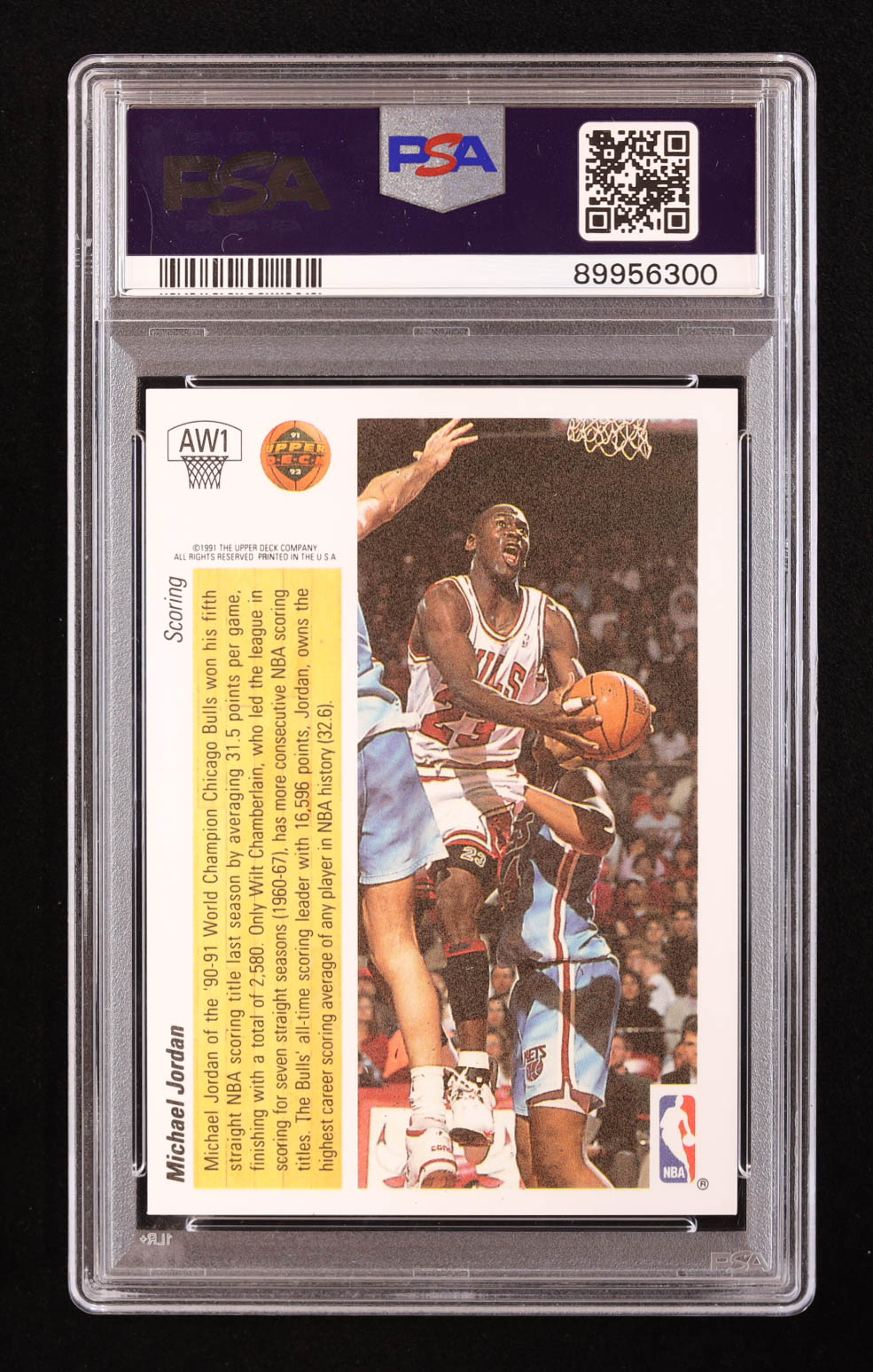 Michael Jordan 1991-92 Upper Deck Award Winner Holograms #AW1 / Scoring Leader (PSA 9) at PristineAuction.com Michael Jordan 1991-92 Upper Deck Award Winner Holograms #AW1 / Scoring Leader (PSA 9) at PristineAuction.com
