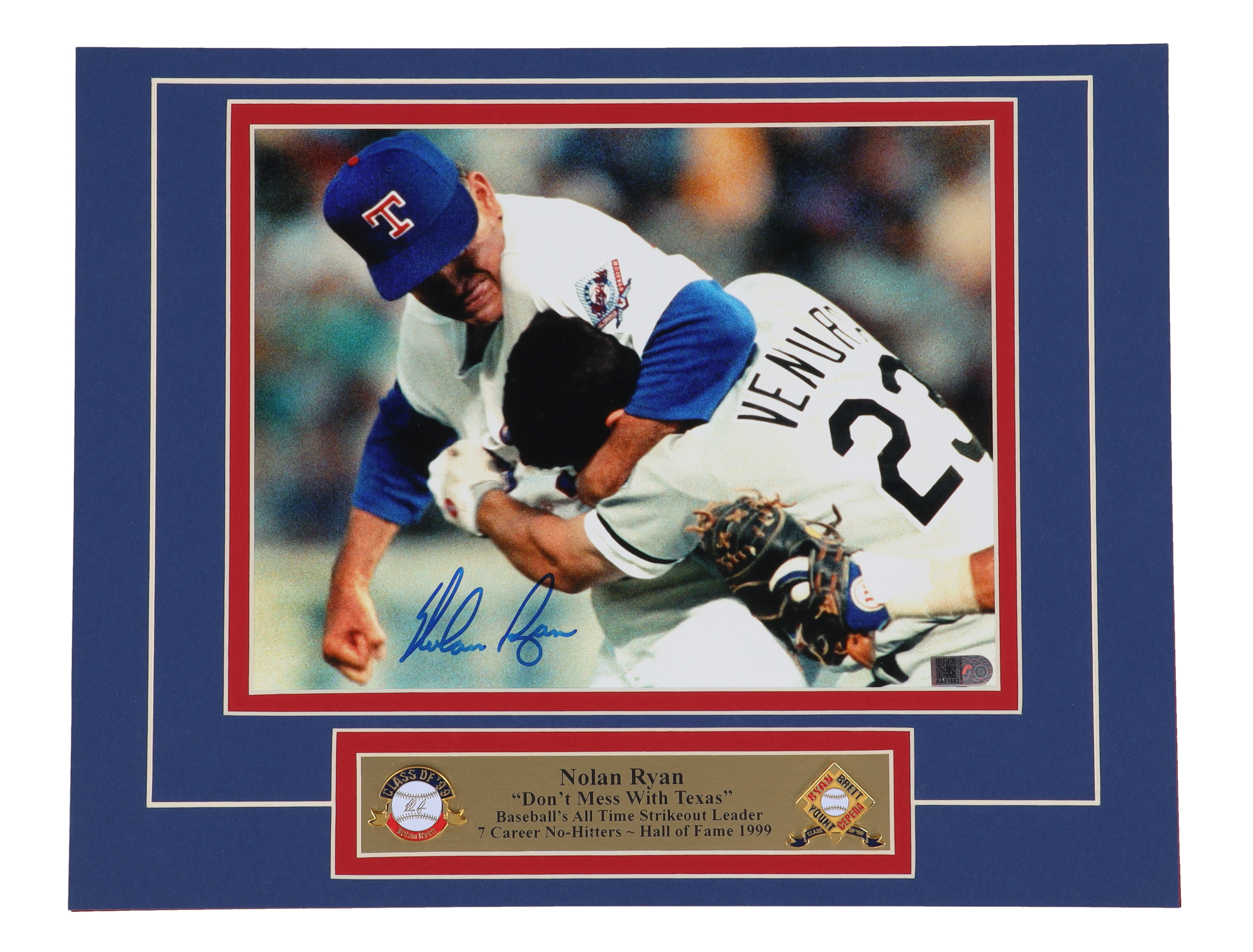 Nolan Ryan Signed Rangers Custom Matted Photo Display (AIV) at PristineAuction.com Nolan Ryan Signed Rangers Custom Matted Photo Display (AIV) at PristineAuction.com
