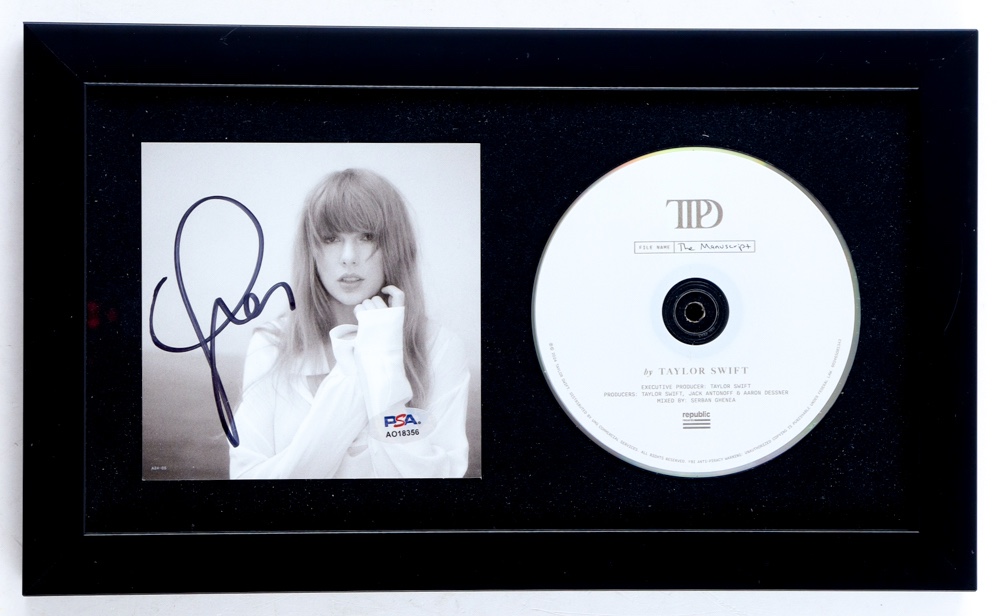 Taylor Swift Signed Custom Framed "The Tortured Poets Department" CD Album Insert Display With Disc (PSA) at PristineAuction.com Taylor Swift Signed Custom Framed "The Tortured Poets Department" CD Album Insert Display With Disc (PSA) at PristineAuction.com