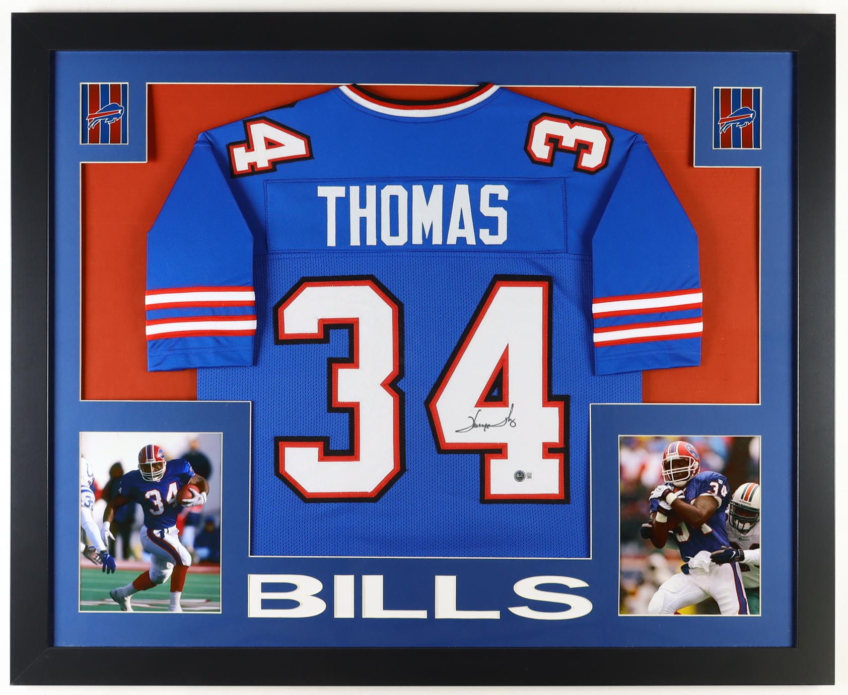 Thurman Thomas Signed Custom Framed Jersey Display (Beckett) at PristineAuction.com Thurman Thomas Signed Custom Framed Jersey Display (Beckett) at PristineAuction.com