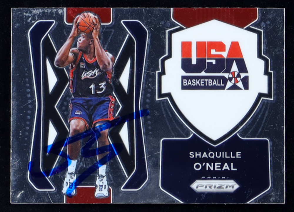 Shaquille O'Neal Signed 2021-22 Panini Prizm USA Basketball #10 (JSA) at PristineAuction.com Shaquille O'Neal Signed 2021-22 Panini Prizm USA Basketball #10 (JSA) at PristineAuction.com