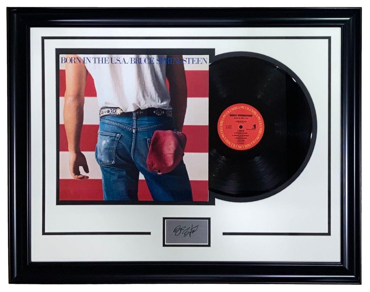 Bruce Springsteen "Born In The USA" Custom Framed Vinyl Record Album Cover with Laser Engraved Signature at PristineAuction.com Bruce Springsteen "Born In The USA" Custom Framed Vinyl Record Album Cover with Laser Engraved Signature at PristineAuction.com