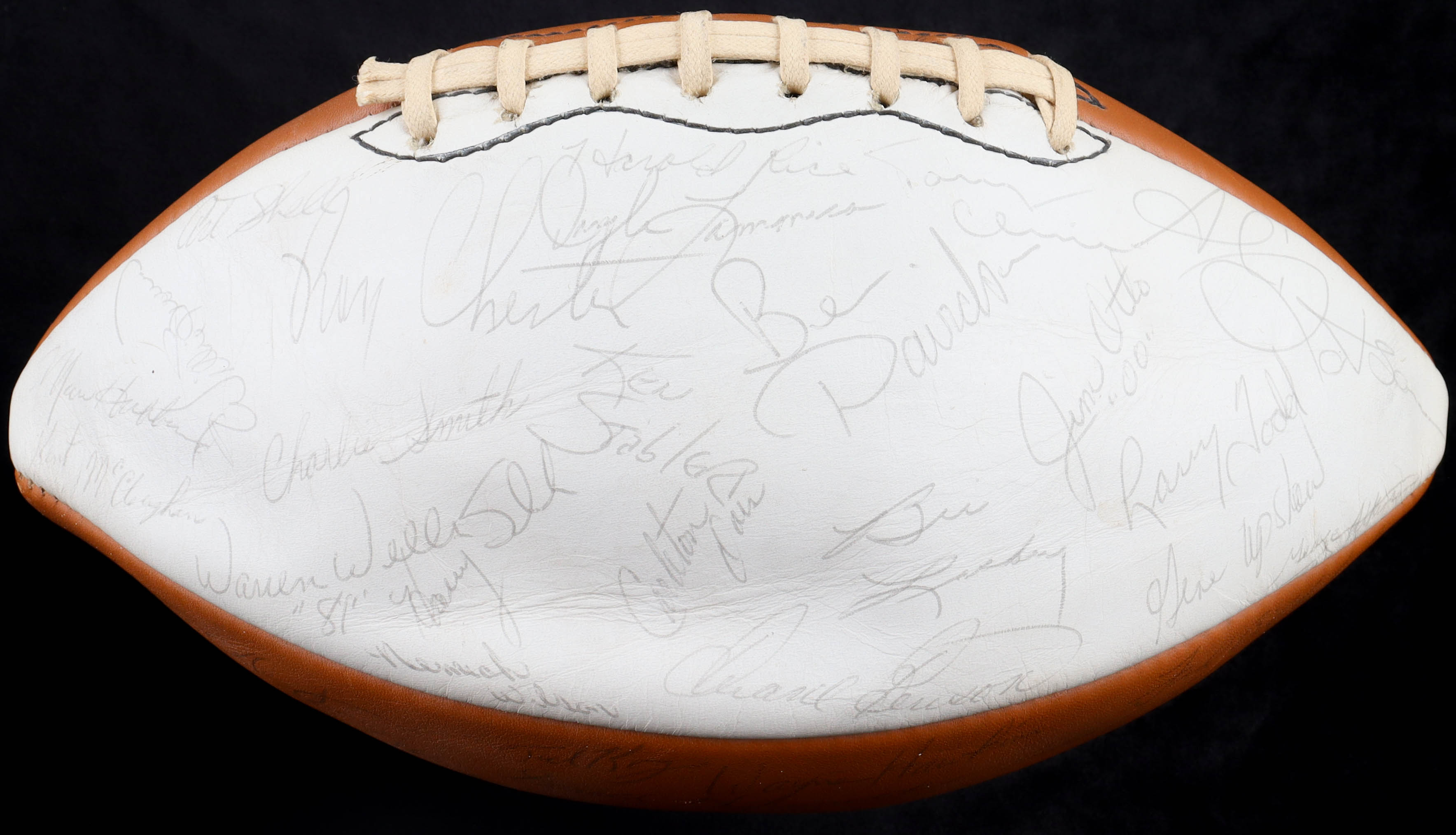 1970 Raiders Wilson Football Signed by (33) with Carl Weathers, Art Shell, Gene Upshaw, Ken Stabler (Beckett) at PristineAuction.com 1970 Raiders Wilson Football Signed by (33) with Carl Weathers, Art Shell, Gene Upshaw, Ken Stabler (Beckett) at PristineAuction.com