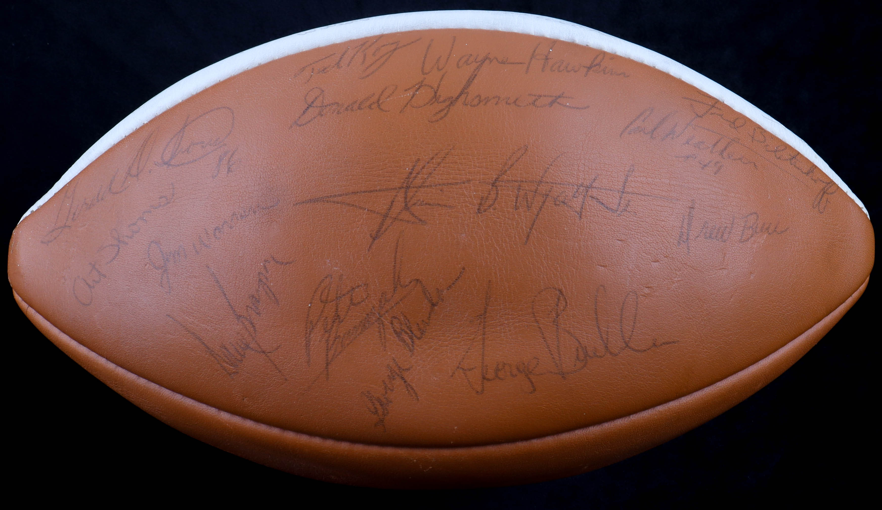 1970 Raiders Wilson Football Signed by (33) with Carl Weathers, Art Shell, Gene Upshaw, Ken Stabler (Beckett) at PristineAuction.com 1970 Raiders Wilson Football Signed by (33) with Carl Weathers, Art Shell, Gene Upshaw, Ken Stabler (Beckett) at PristineAuction.com