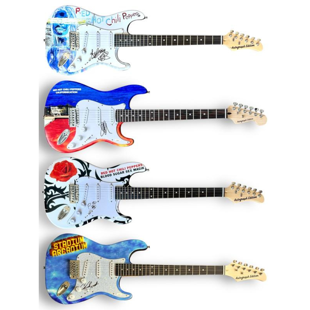 Red Hot Chili Peppers Set of (4) Electric Guitars Signed by