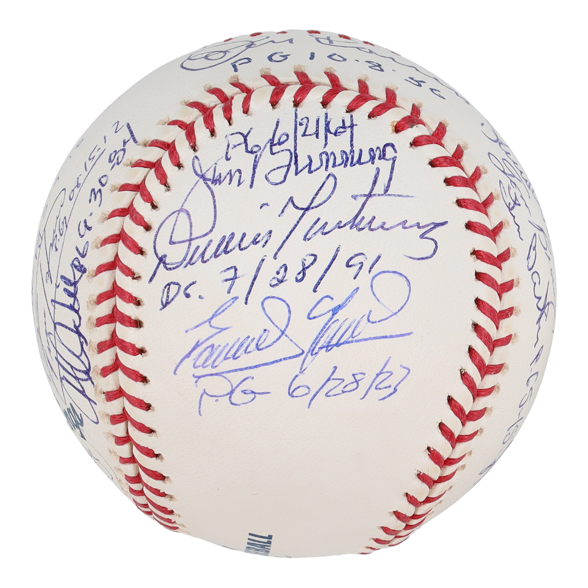 Perfect Game Pitchers OML Baseball Signed & Inscribed by (17) With Sandy Koufax, Randy Johnson, Roy Halladay, Don Larsen, David Cone, David Wells, Felix Hernandez (Beckett) at PristineAuction.com Perfect Game Pitchers OML Baseball Signed & Inscribed by (17) With Sandy Koufax, Randy Johnson, Roy Halladay, Don Larsen, David Cone, David Wells, Felix Hernandez (Beckett) at PristineAuction.com