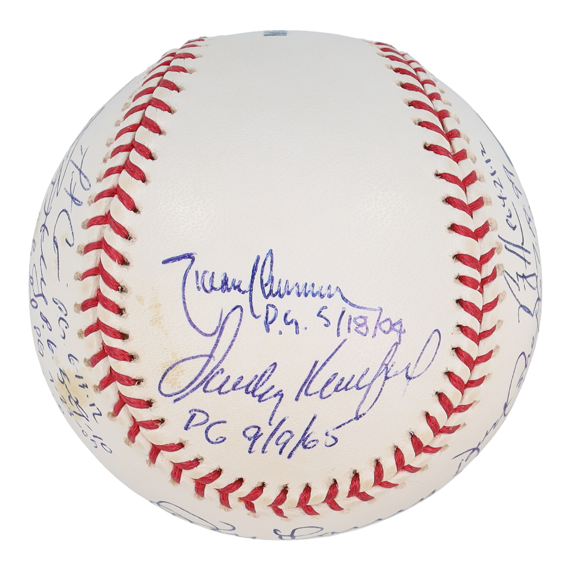 Perfect Game Pitchers OML Baseball Signed & Inscribed by (17) With Sandy Koufax, Randy Johnson, Roy Halladay, Don Larsen, David Cone, David Wells, Felix Hernandez (Beckett) at PristineAuction.com Perfect Game Pitchers OML Baseball Signed & Inscribed by (17) With Sandy Koufax, Randy Johnson, Roy Halladay, Don Larsen, David Cone, David Wells, Felix Hernandez (Beckett) at PristineAuction.com