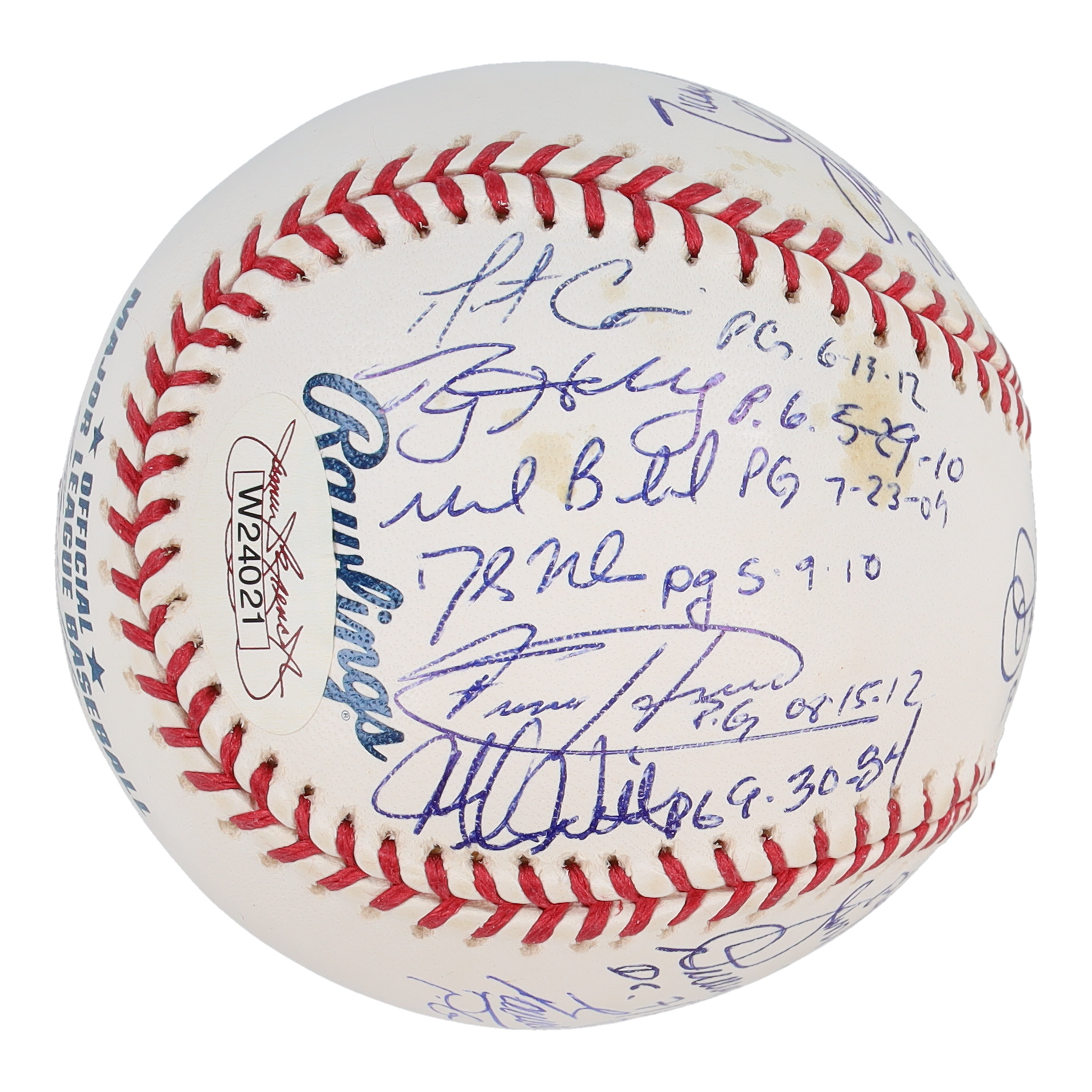 Perfect Game Pitchers OML Baseball Signed & Inscribed by (17) With Sandy Koufax, Randy Johnson, Roy Halladay, Don Larsen, David Cone, David Wells, Felix Hernandez (Beckett) at PristineAuction.com Perfect Game Pitchers OML Baseball Signed & Inscribed by (17) With Sandy Koufax, Randy Johnson, Roy Halladay, Don Larsen, David Cone, David Wells, Felix Hernandez (Beckett) at PristineAuction.com
