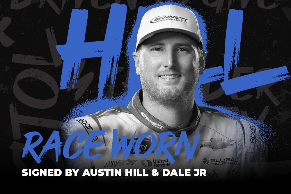 Austin Hill 2024 Bristol Race Worn & Signed Gloves | Also Signed by Dale Earnhardt Jr. (Driven to Give Event) at PristineAuction.com Austin Hill 2024 Bristol Race Worn & Signed Gloves | Also Signed by Dale Earnhardt Jr. (Driven to Give Event) at PristineAuction.com