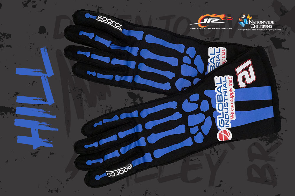 Austin Hill 2024 Bristol Race Worn & Signed Gloves | Also Signed by Dale Earnhardt Jr. (Driven to Give Event) at PristineAuction.com Austin Hill 2024 Bristol Race Worn & Signed Gloves | Also Signed by Dale Earnhardt Jr. (Driven to Give Event) at PristineAuction.com